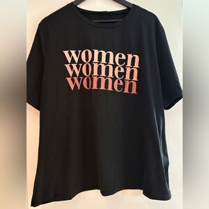 Women Graphic Tee - Black with Pink Print